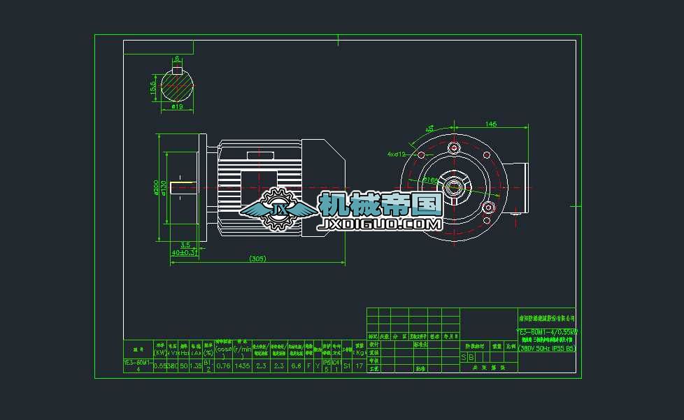 늙CYE3һ80M1һ4 0.55kWB5γߴ