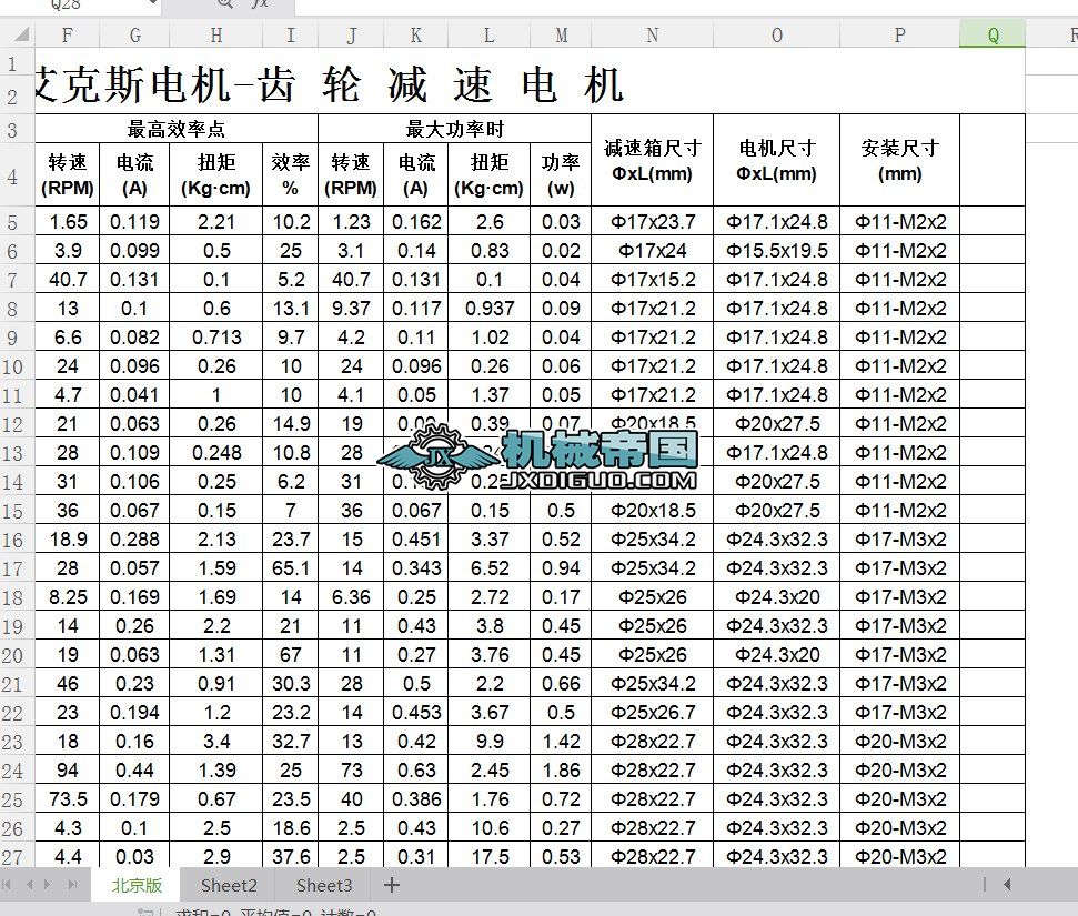 X݆p늙CYgeared motor paramete