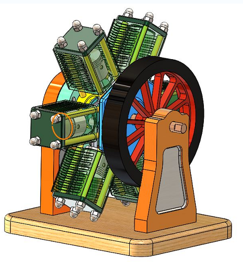 Cylinder Radial Engine ΰl(f)әCģ3DD SolidworksO(sh)Ӌ