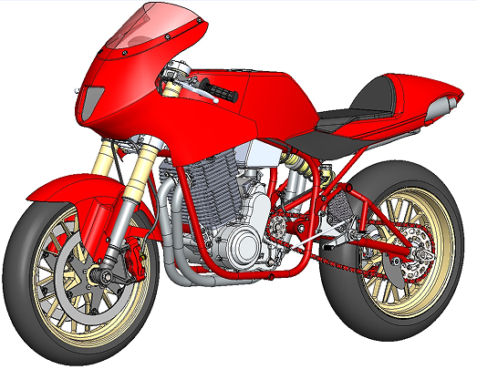 Big Single MotorcycleĦ܇3DģD SolidworksOӋ STEP