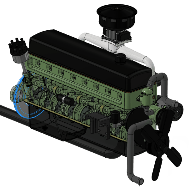 Straight Eight Engineֱ˰lәCģ3DD INVENTOROӋ STEPʽ