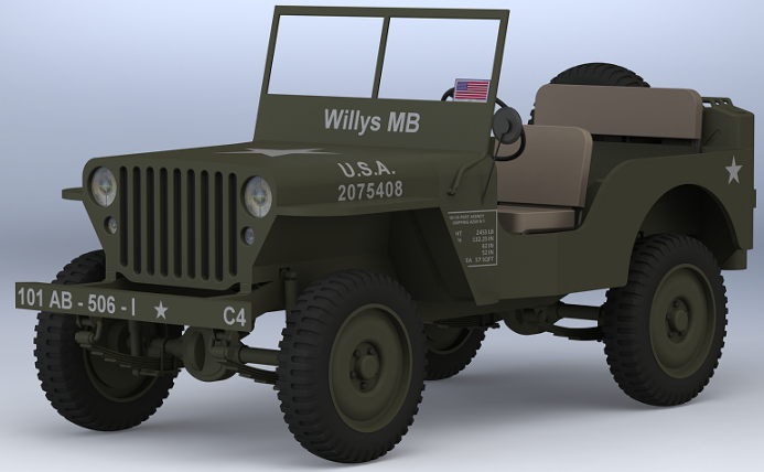 Jeep Willys MB 1942p͂ɲ܇3DģD SolidworksOӋ STEPʽ