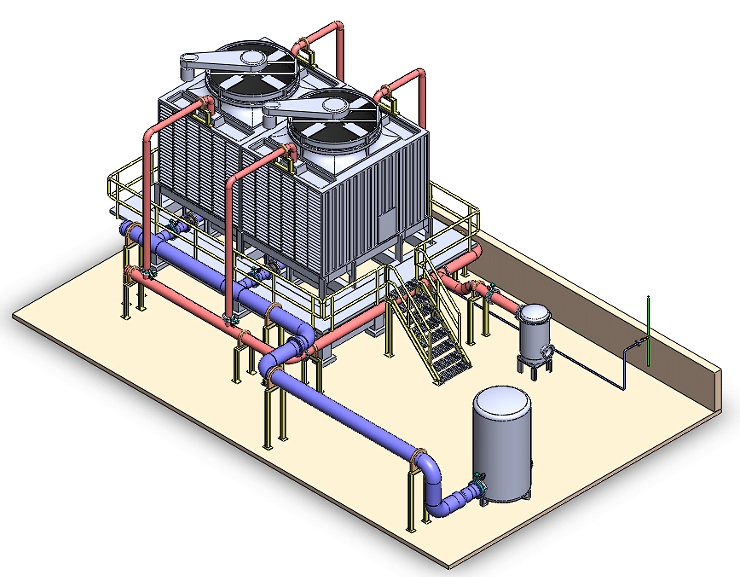 Piping Cooling Towerܵs3DģD SolidworksOӋ